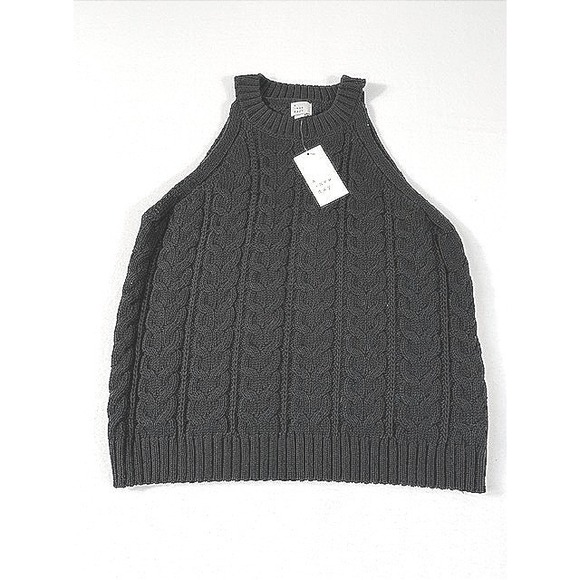 a new day Tops - A New Day Womens XL Black Cable Knit Halter Sweater Tank Top Sleeveless NWT